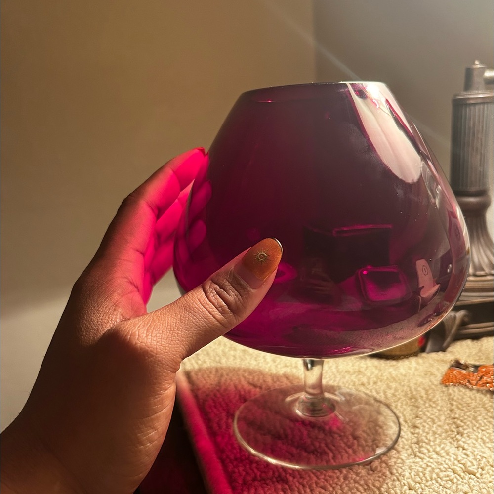 Vintage Large Ruby Red Brandy Sniffer Vase Glass